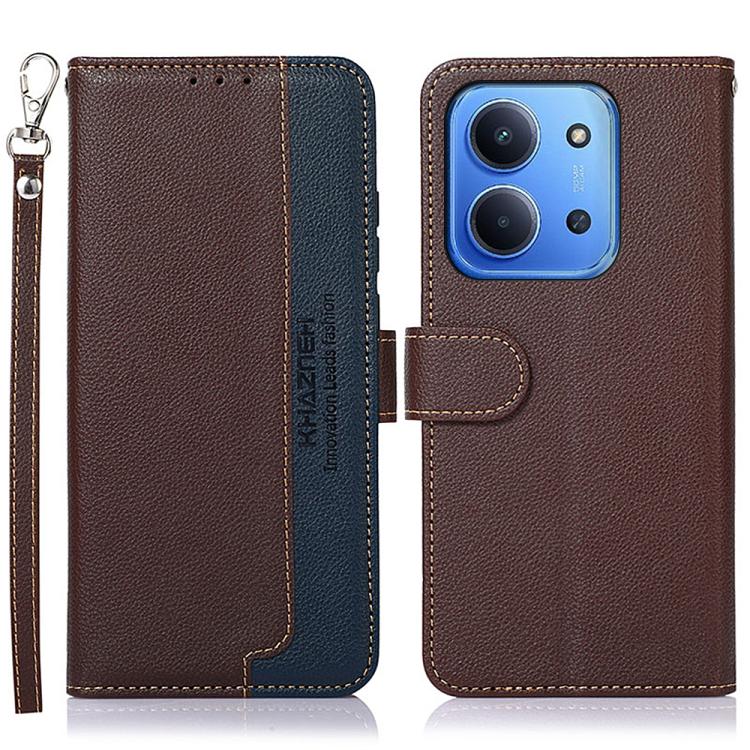 

For Redmi 15C 5G / 4G EU 173mm KHAZNEH Litchi Texture Leather RFID Phone Case(Brown)