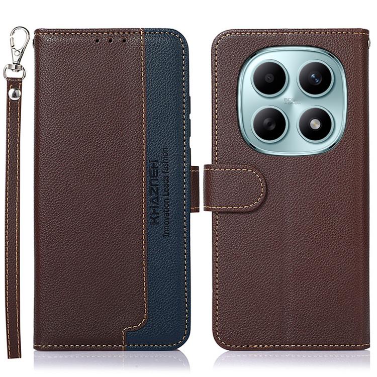 

For Redmi Note 15 5G Global 164mm KHAZNEH Litchi Texture Leather RFID Phone Case(Brown)