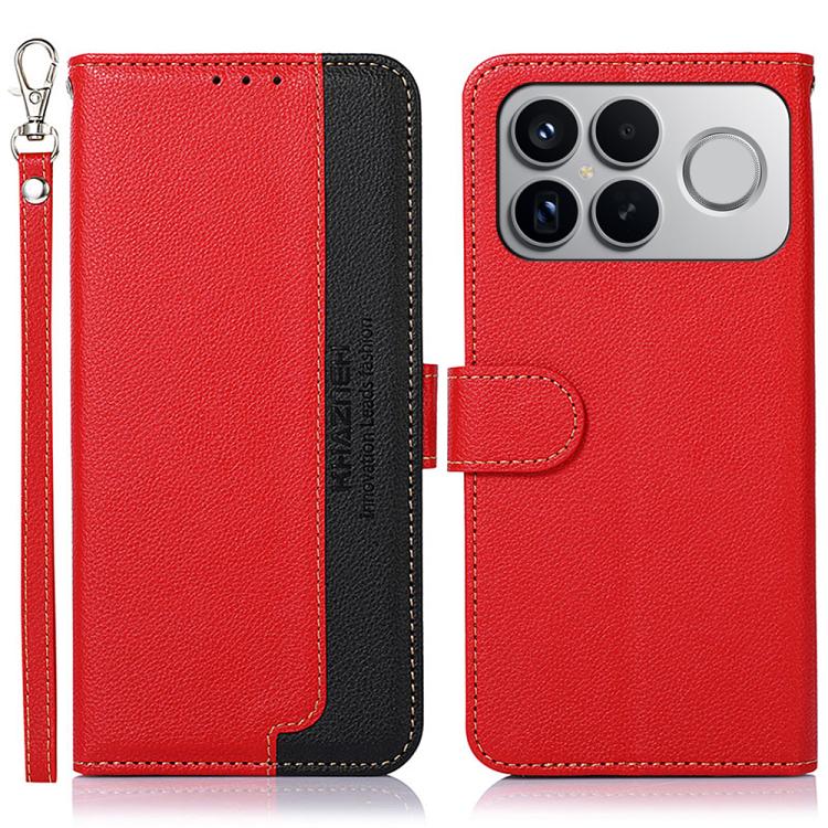 

For Redmi K90 Pro Max/Poco F8 Ultra KHAZNEH Litchi Texture Leather RFID Phone Case(Red)