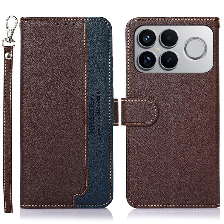 

For Redmi K90 Pro Max/Poco F8 Ultra KHAZNEH Litchi Texture Leather RFID Phone Case(Brown)