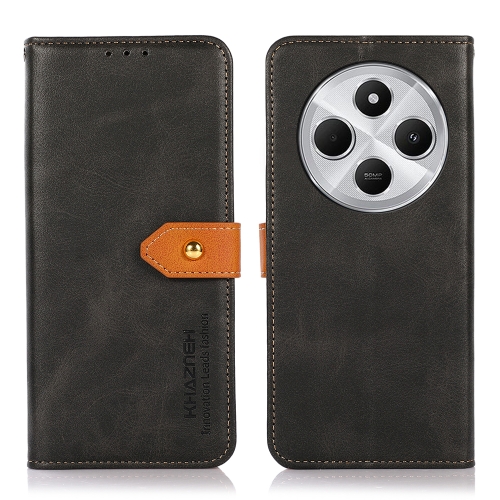 

For Redmi 14 4G KHAZNEH Cowhide Texture Flip Leather Phone Case(Black)