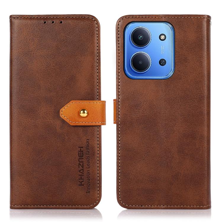 

For Redmi 15C 5G / 4G EU 173mm KHAZNEH Cowhide Texture Flip Leather Phone Case(Brown)