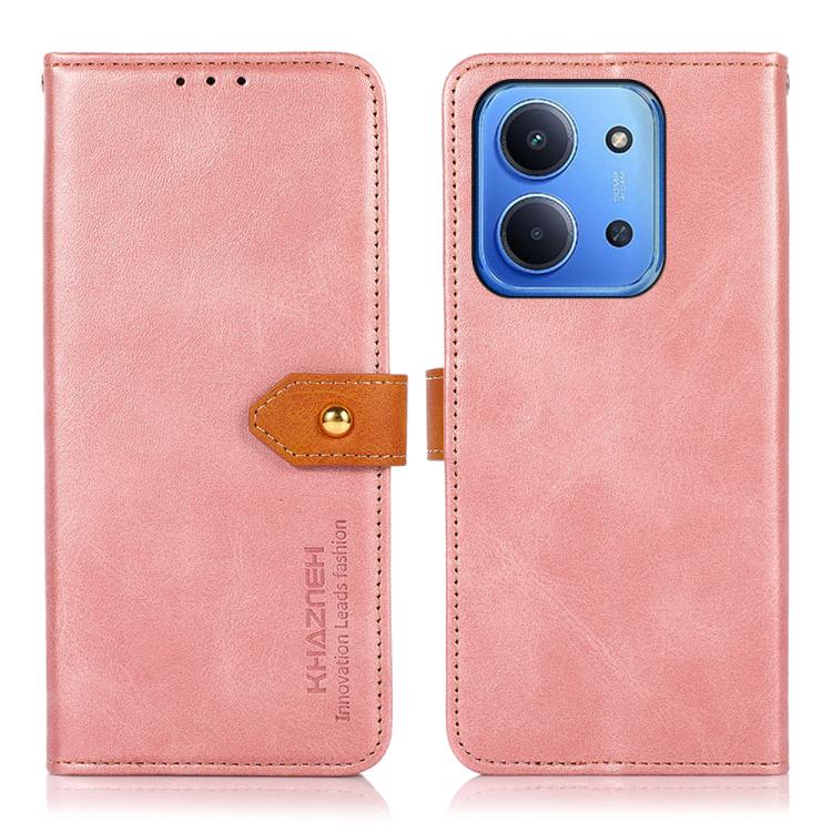 

For Redmi 15C 5G / 4G EU 173mm KHAZNEH Cowhide Texture Flip Leather Phone Case(Rose Gold)
