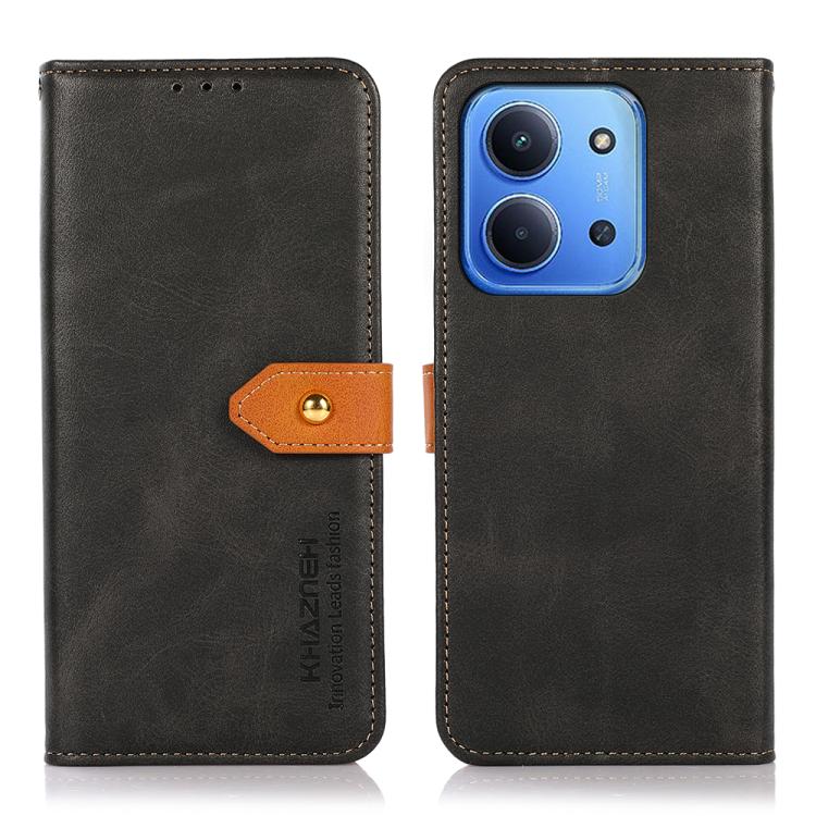 

For Redmi 15C 5G / 4G EU 173mm KHAZNEH Cowhide Texture Flip Leather Phone Case(Black)