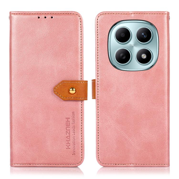 

For Redmi Note 15 5G Global 164mm KHAZNEH Cowhide Texture Flip Leather Phone Case(Rose Gold)