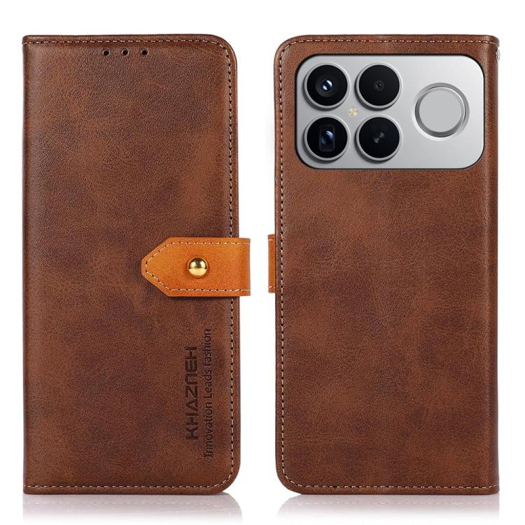 

For Redmi K90 Pro Max/Poco F8 Ultra KHAZNEH Cowhide Texture Flip Leather Phone Case(Brown)