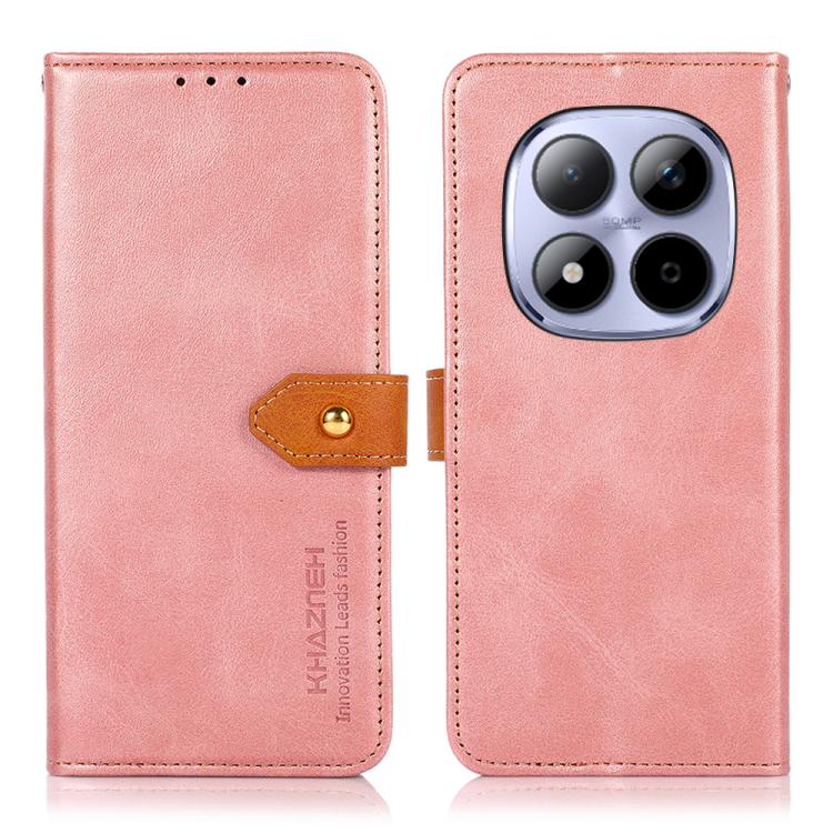 For Redmi Note 15 Pro 4G Global 163.2mm KHAZNEH Cowhide Texture Flip Leather Phone Case(Rose Gold)