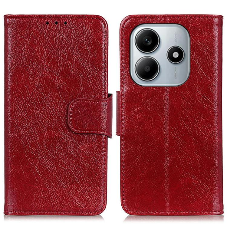

For Redmi Note 14 4G 164.84mm Nappa Texture Horizontal Flip Leather Phone Case(Red)