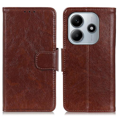 

For Redmi Note 14 4G 164.84mm Nappa Texture Horizontal Flip Leather Phone Case(Brown)