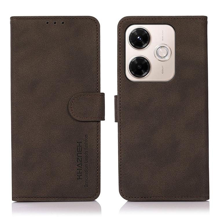 

For Redmi 13x KHAZNEH Matte Texture Leather Phone Case(Brown)