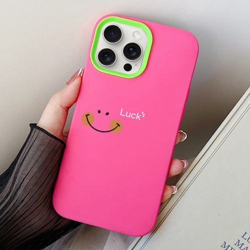 

For iPhone 15 Pro Smile Face PC Hybrid TPU Phone Case(Rose Red)