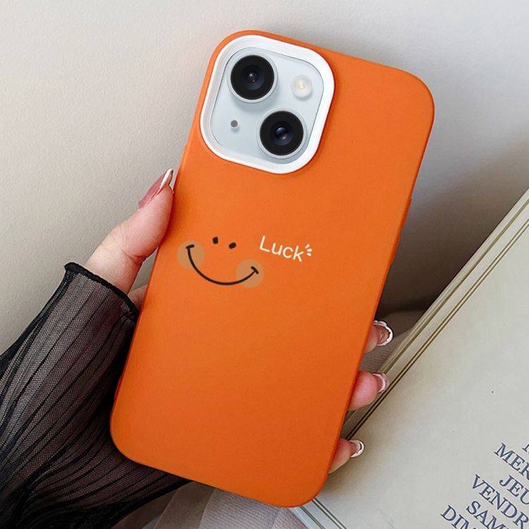 

For iPhone 15 Smile Face PC Hybrid TPU Phone Case(Orange)