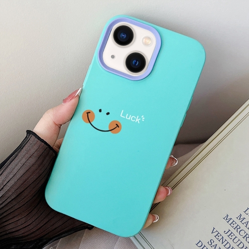 

For iPhone 14 Plus Smile Face PC Hybrid TPU Phone Case(Sky Cyan)