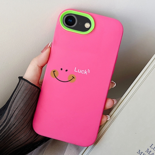 

For iPhone 7 / 8 / SE 2022 Smile Face PC Hybrid TPU Phone Case(Rose Red)