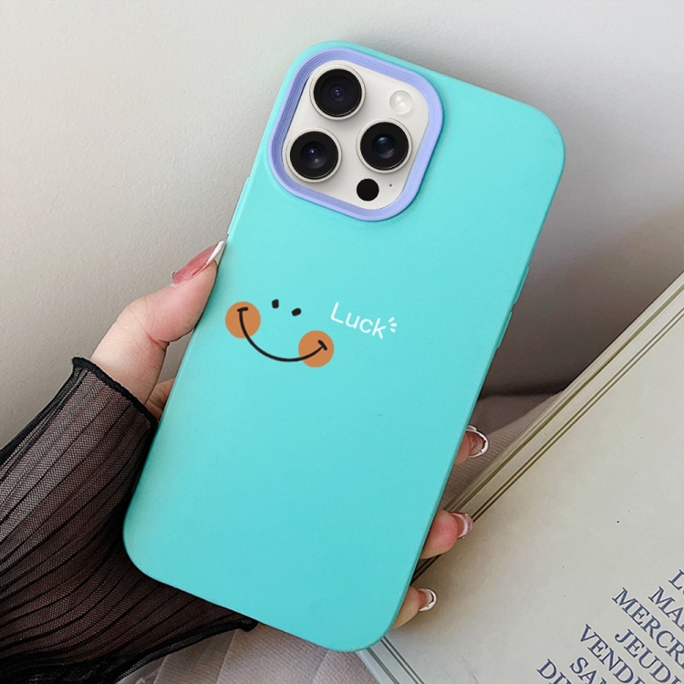 

For iPhone 13 Pro Max Smile Face PC Hybrid TPU Phone Case(Sky Cyan)