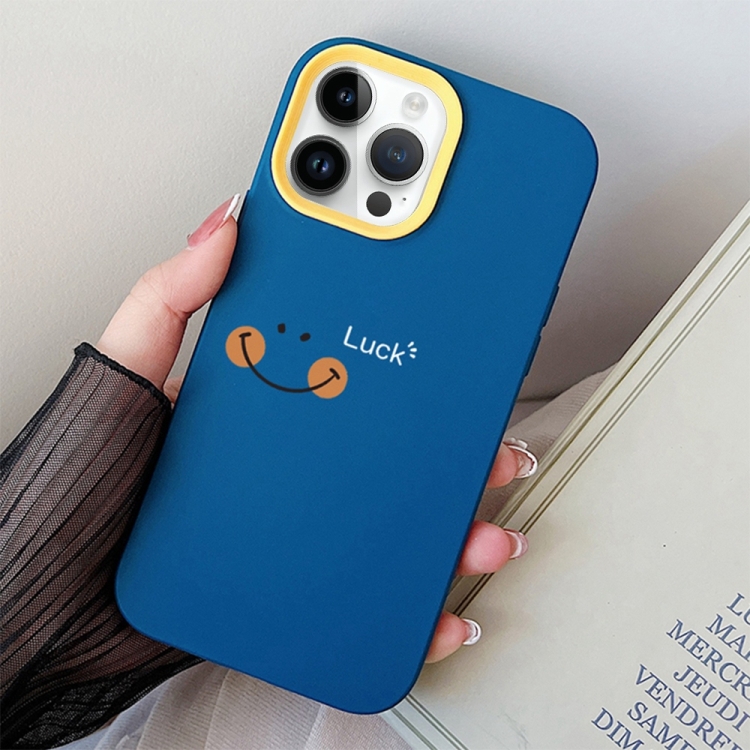 

For iPhone 12 Pro Max Smile Face PC Hybrid TPU Phone Case(Royal Blue)