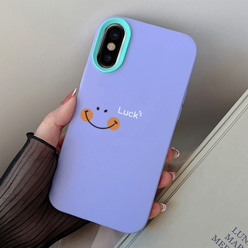 

For iPhone X / XS Smile Face PC Hybrid TPU Phone Case(Purple)