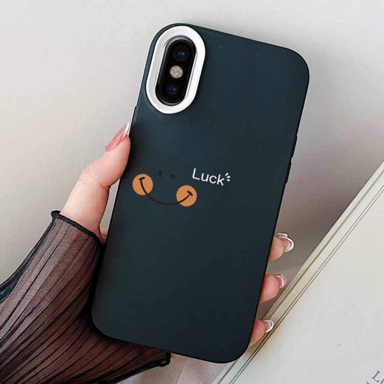 

For iPhone XS Max Smile Face PC Hybrid TPU Phone Case(Black)