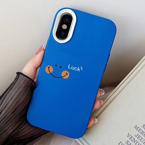 

For iPhone XS Max Smile Face PC Hybrid TPU Phone Case(Blue)