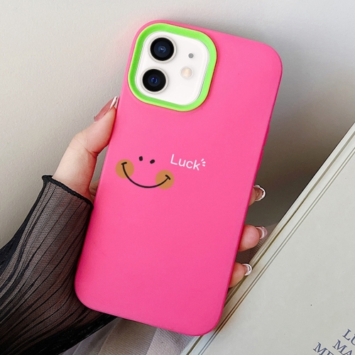 

For iPhone 12 mini Smile Face PC Hybrid TPU Phone Case(Rose Red)