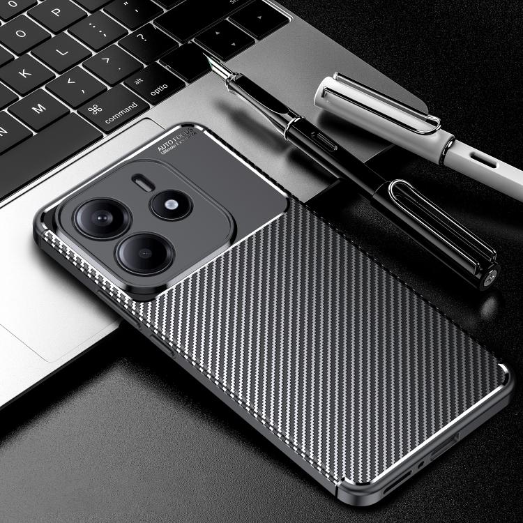 

For Redmi Note 14 4G 163.25mm Carbon Fiber Texture Shockproof TPU Phone Case(Black)