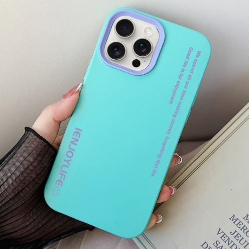 

For iPhone 15 Pro Simple Words PC Hybrid TPU Phone Case(Sky Cyan)