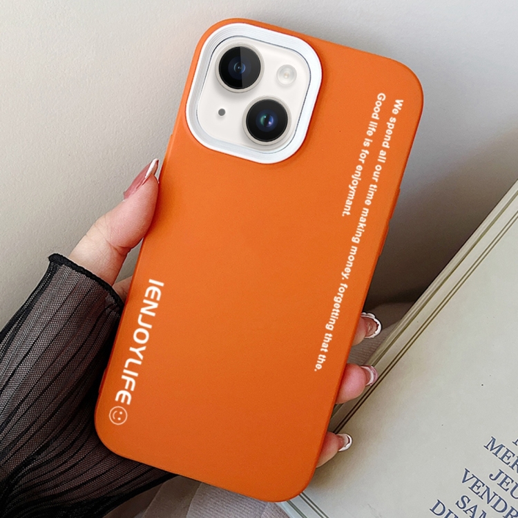 

For iPhone 15 Plus Simple Words PC Hybrid TPU Phone Case(Orange)