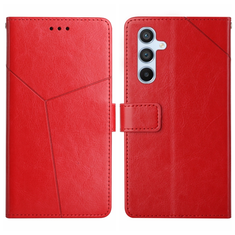 

For Samsung Galaxy S25 5G Y-shaped Pattern Flip Leather Phone Case(Red)