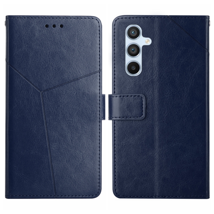 

For Samsung Galaxy S25+ 5G Y-shaped Pattern Flip Leather Phone Case(Blue)