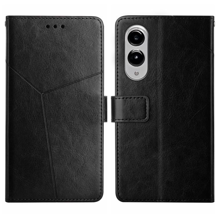 

For Samsung Galaxy S25 Edge 5G Y-shaped Pattern Flip Leather Phone Case(Black)