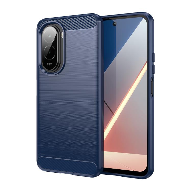 

For Xiaomi Poco M7 Plus 5G Carbon Fiber Brushed Texture TPU Phone Case(Blue)