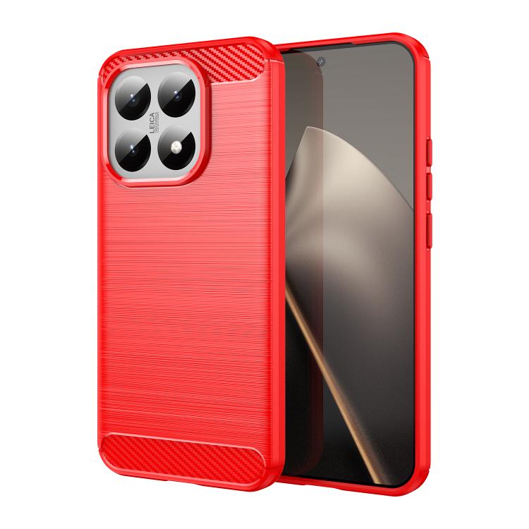 

For Xiaomi 15T 5G Carbon Fiber Brushed Texture TPU Phone Case(Red)