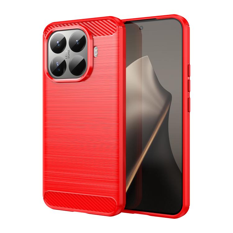 

For Xiaomi 15T Pro 5G Carbon Fiber Brushed Texture TPU Phone Case(Red)