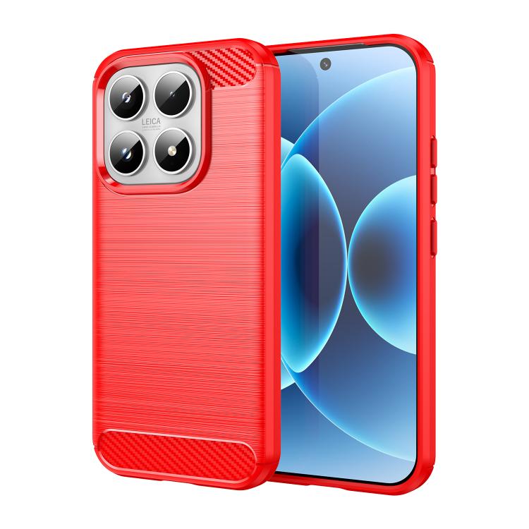 

For Xiaomi 17 Carbon Fiber Brushed Texture TPU Phone Case(Red)