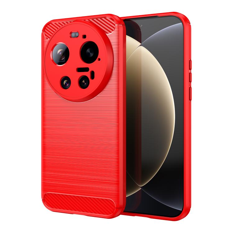 

For Xiaomi 17 Ultra Carbon Fiber Brushed Texture TPU Phone Case(Red)