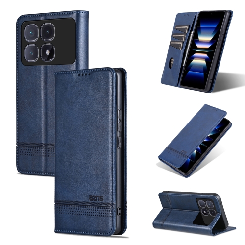 

For Redmi K70 Ultra AZNS Magnetic Calf Texture Flip Leather Phone Case(Dark Blue)