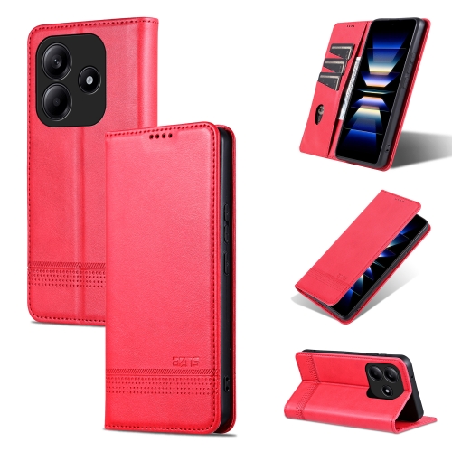 

For Redmi Note 14 5G AZNS Magnetic Calf Texture Flip Leather Phone Case(Red)