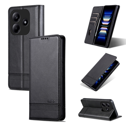 

For Redmi Note 14 5G AZNS Magnetic Calf Texture Flip Leather Phone Case(Black)