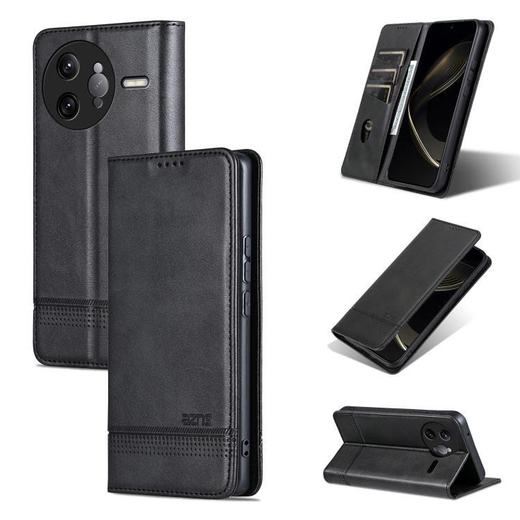 

For Redmi K80 Pro AZNS Magnetic Calf Texture Flip Leather Phone Case(Black)