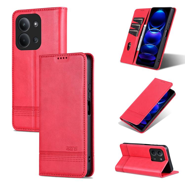 

For Redmi 15C 4G 173.1mm / 15C 5G 173.1mm AZNS Magnetic Calf Texture Flip Leather Phone Case(Red)
