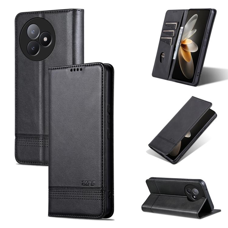 

For Redmi K80 Ultra AZNS Magnetic Calf Texture Flip Leather Phone Case(Black)