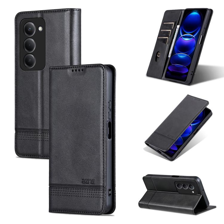 

For Redmi 15 5G Global / 15 4G SEA 169.5mm AZNS Magnetic Calf Texture Flip Leather Phone Case(Black)
