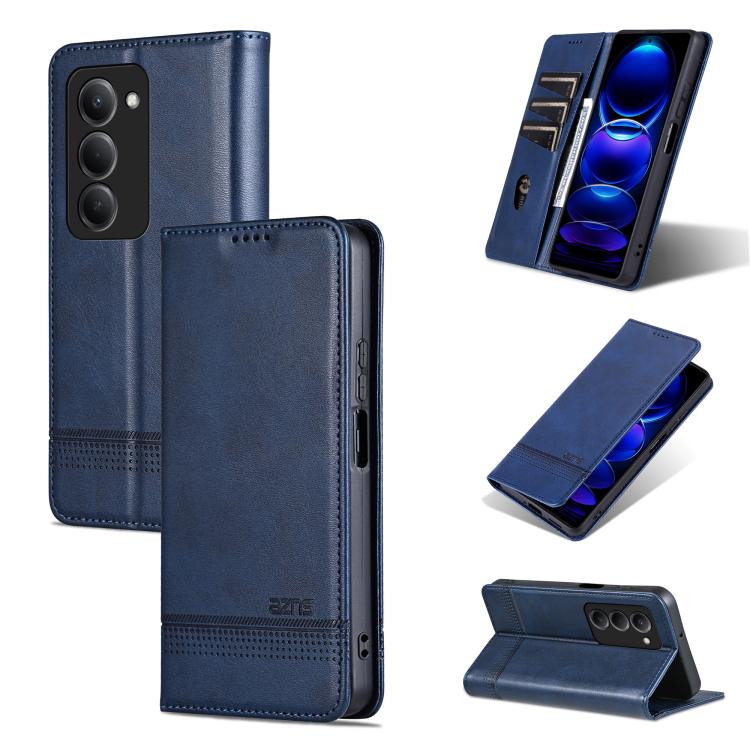 

For Redmi 15 5G Global / 15 4G SEA 169.5mm AZNS Magnetic Calf Texture Flip Leather Phone Case(Dark Blue)