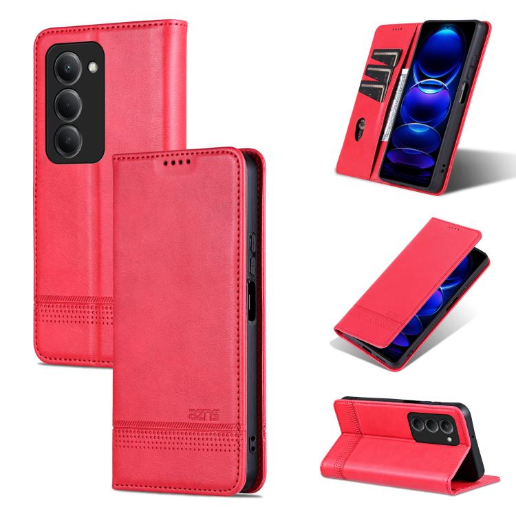 

For Redmi 15 5G / 4G EU 171mm AZNS Magnetic Calf Texture Flip Leather Phone Case(Red)