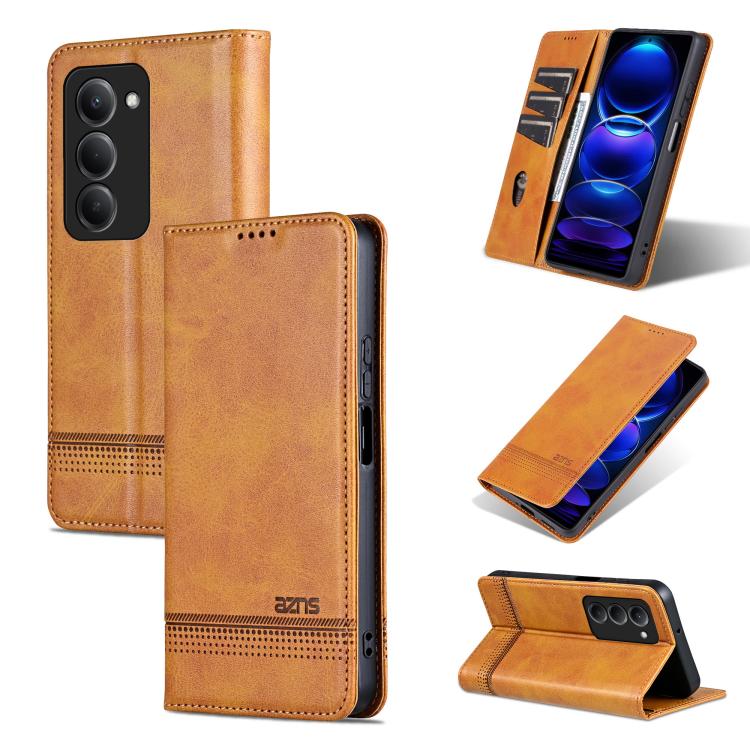 

For Redmi 15 5G / 4G EU 171mm AZNS Magnetic Calf Texture Flip Leather Phone Case(Light Brown)