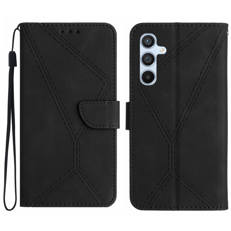 

For Samsung Galaxy S24 FE 5G Stitching Embossed Leather Phone Case(Black)
