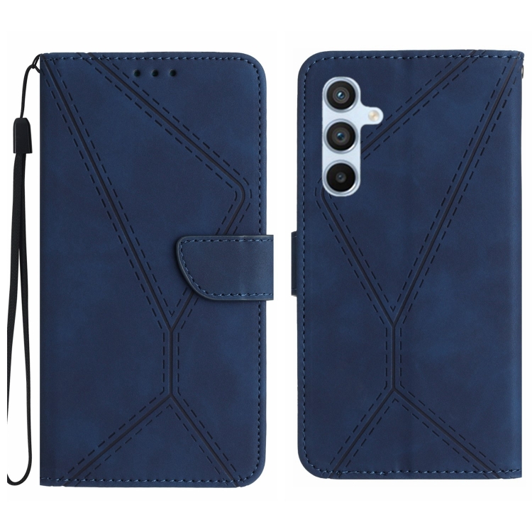 

For Samsung Galaxy S25 5G Stitching Embossed Leather Phone Case(Blue)