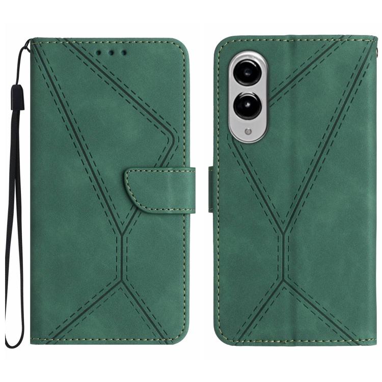 

For Samsung Galaxy S25 Edge 5G Stitching Embossed Leather Phone Case(Green)