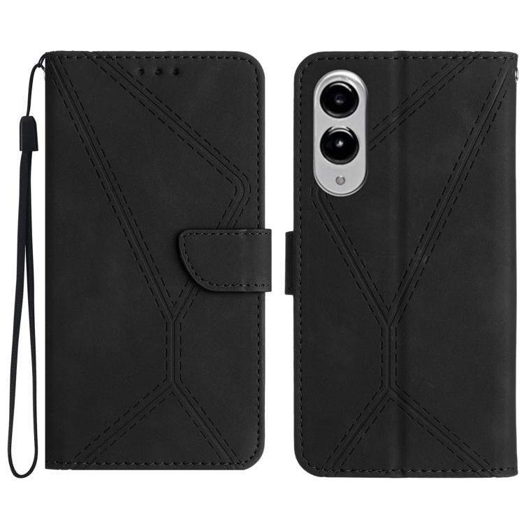 

For Samsung Galaxy S25 Edge 5G Stitching Embossed Leather Phone Case(Black)