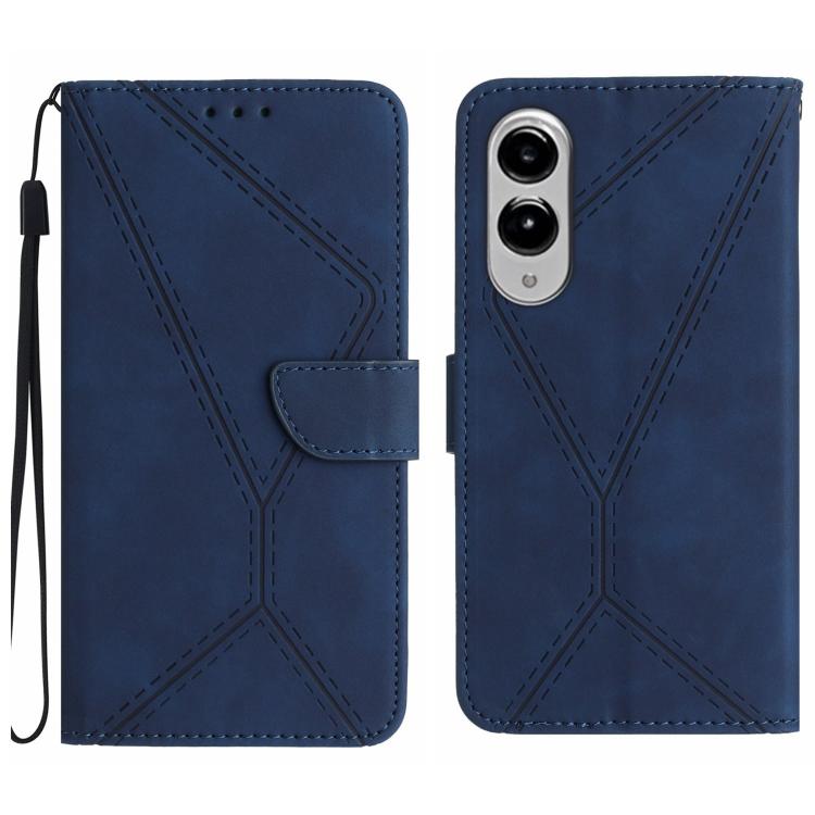 

For Samsung Galaxy S25 Edge 5G Stitching Embossed Leather Phone Case(Blue)